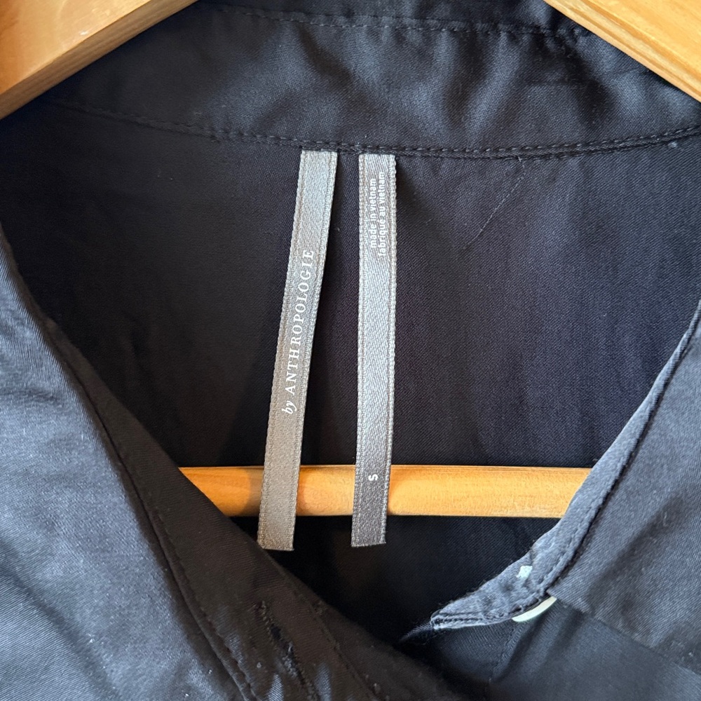 Anthropologie Black Viscose Satin Button Down‎ - Picture 4 of 6